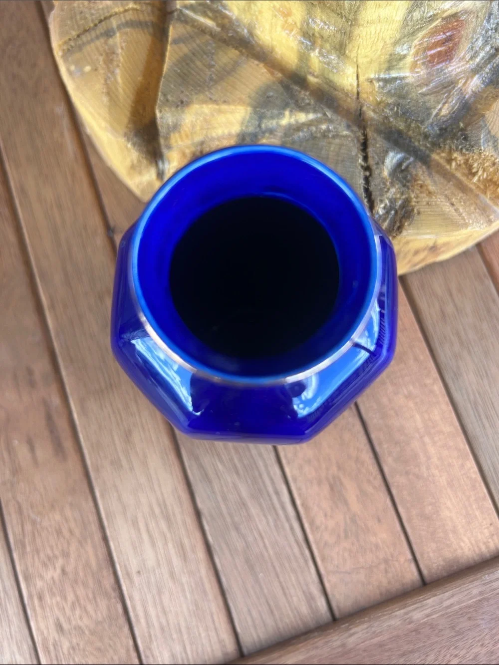 Vintage Japanese Deep Cobalt Blue Floral Porcelain Vase